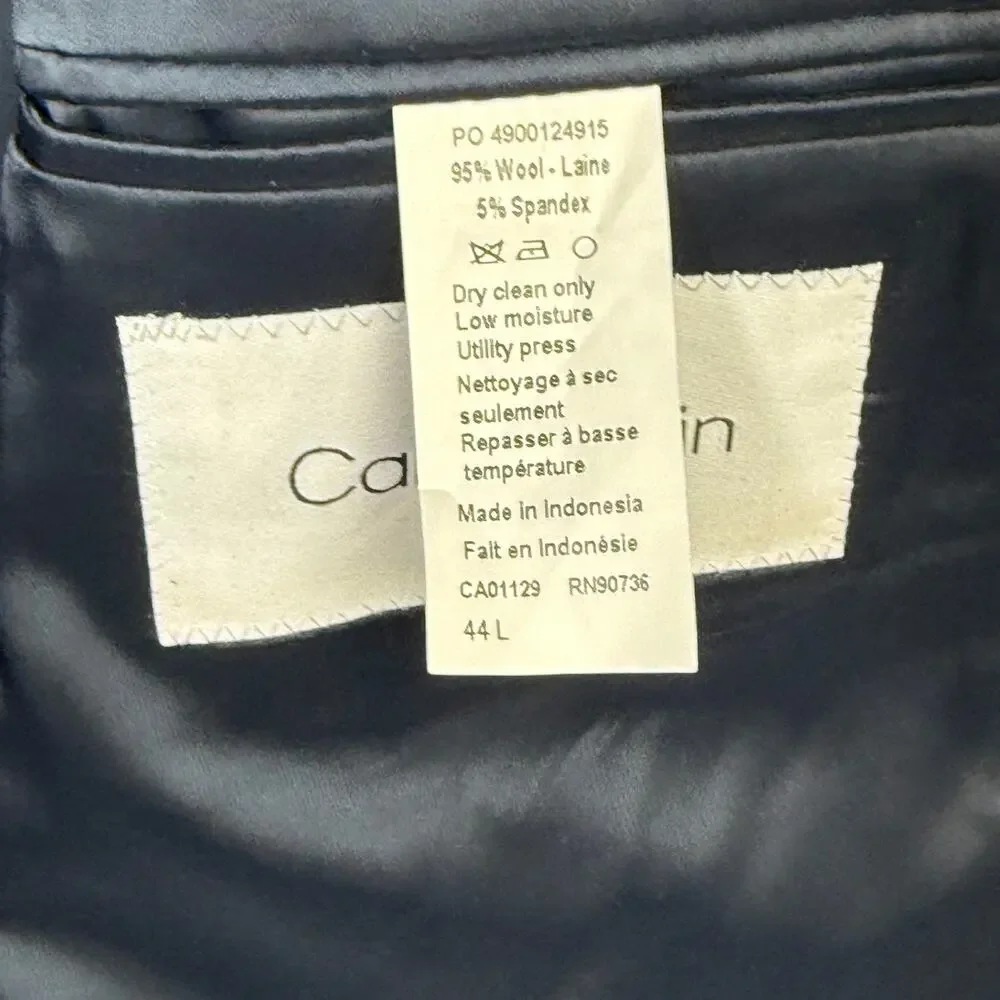 Calvin Klein Men's Slim Fit Wool Blend Suit Jacket Navy 44L $450